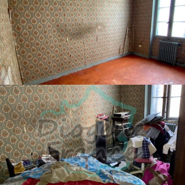 Images avant après d'une intervention dans un logement insalubre dont la personne était atteint d'accumulation excessive